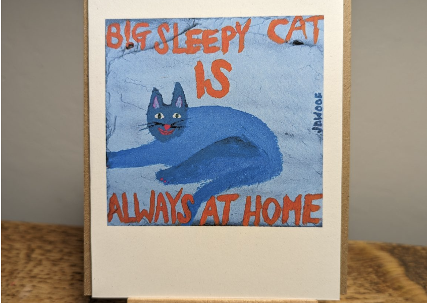 big sleepy cat card jdwoof